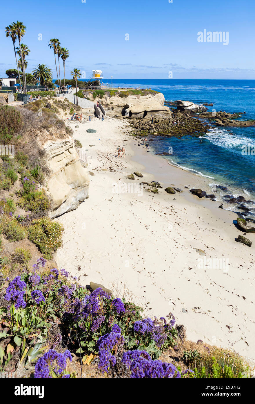 La spiaggia di La Jolla Cove, La Jolla, della Contea di San Diego, California, Stati Uniti d'America Foto Stock