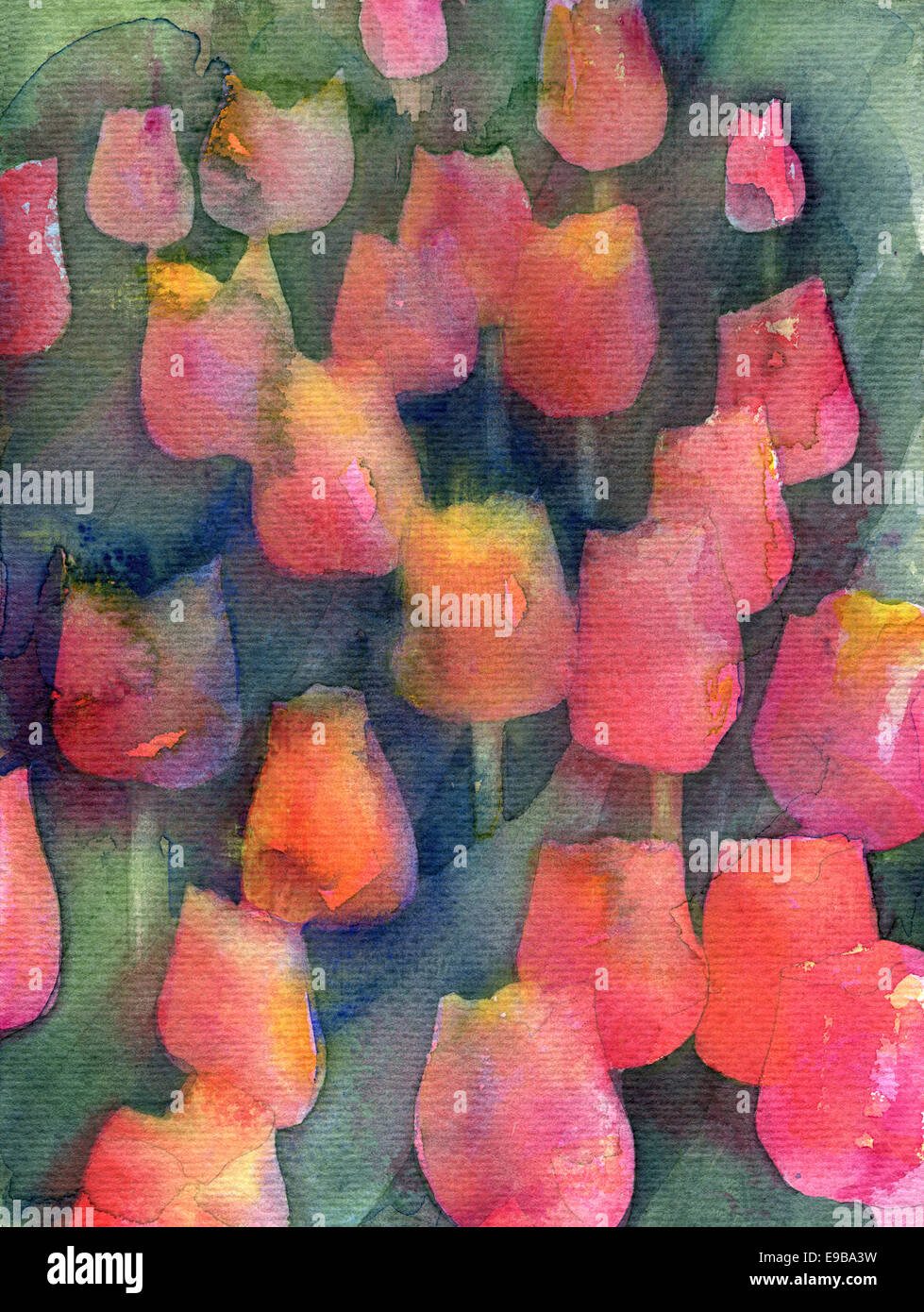 Tulipani rossi Texture. Abstract acquerello originale texture di sfondo. Foto Stock Tulipani rossi Texture. Abstract acquerello originale texture di sfondo. Foto Stock