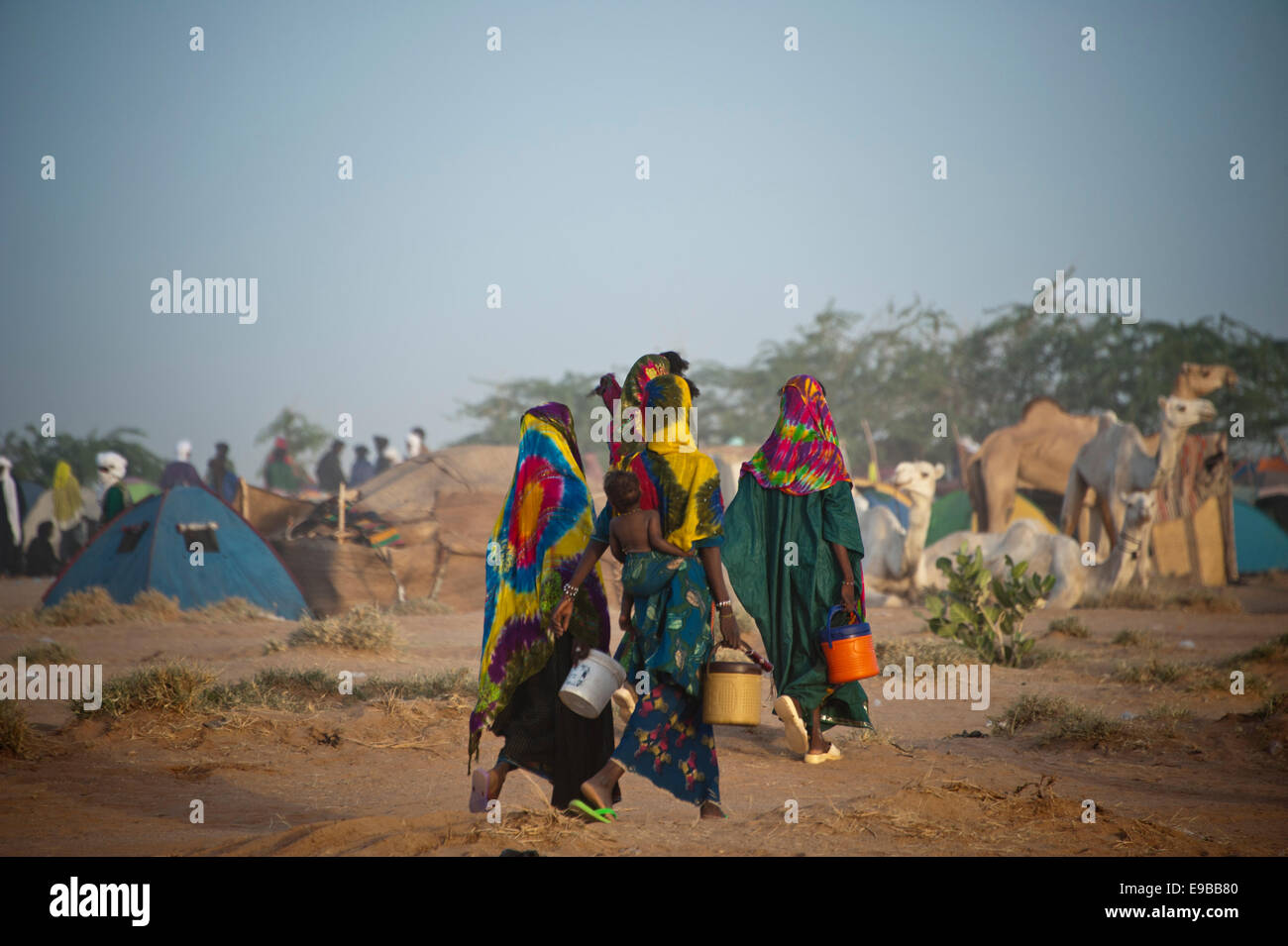 Le donne a un Peul camp a cura Salée festival, Niger Foto Stock