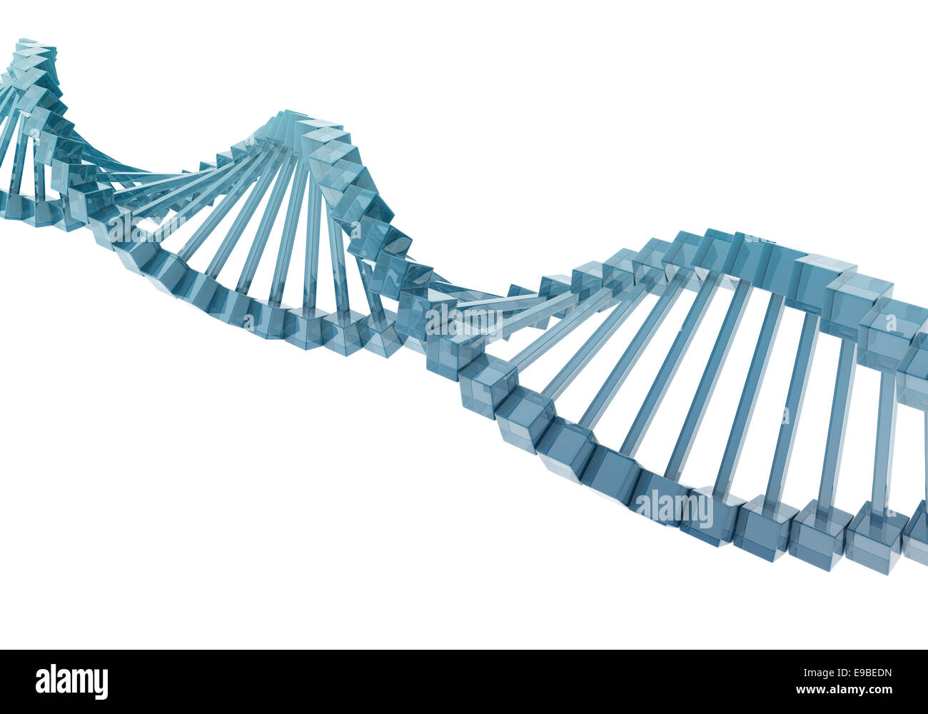 Vetro modello di DNA isolato su sfondo bianco. Foto Stock