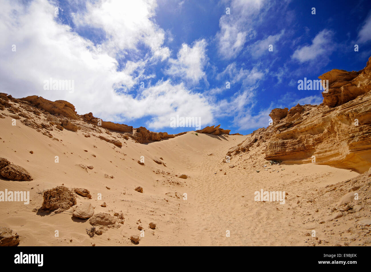 Le dune di sabbia e il cielo in Porto Santo Foto Stock
