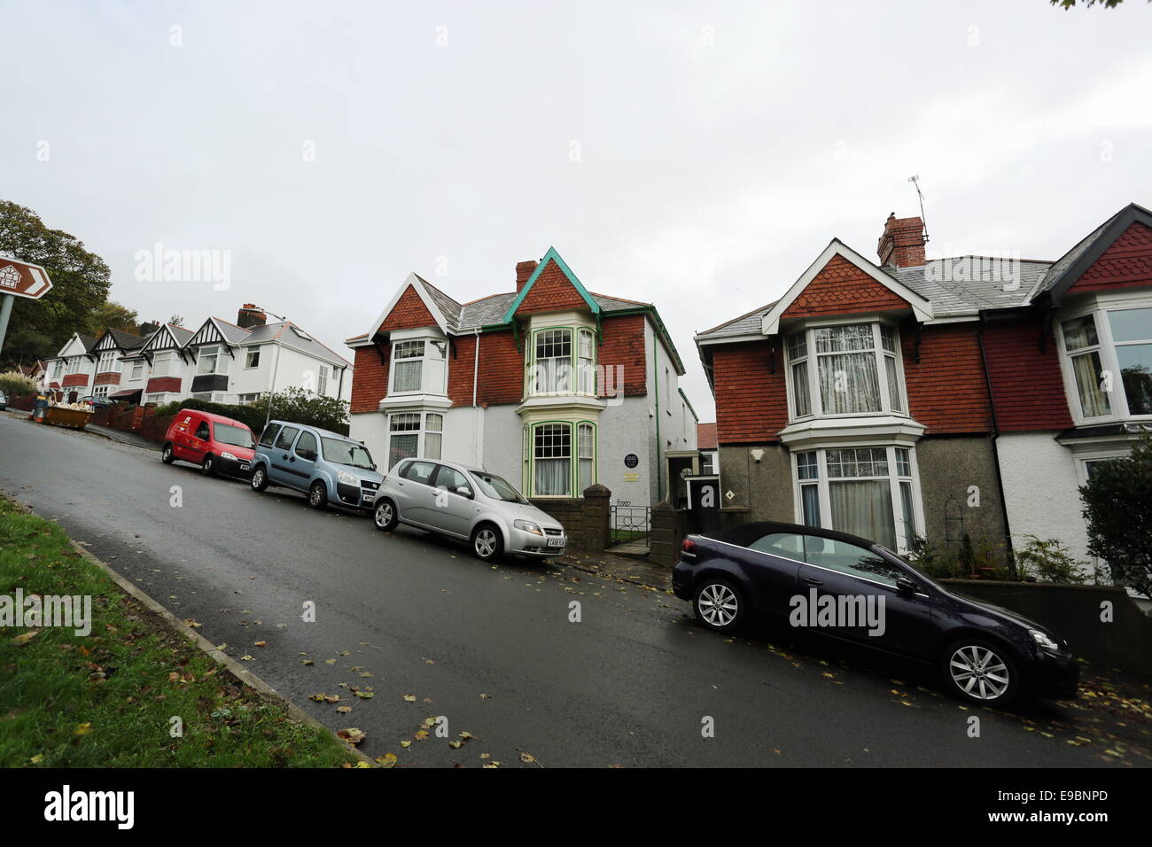 Il luogo di nascita di Dylan Thomas, 5 unità Cwmdonkin, Swansea Foto Stock