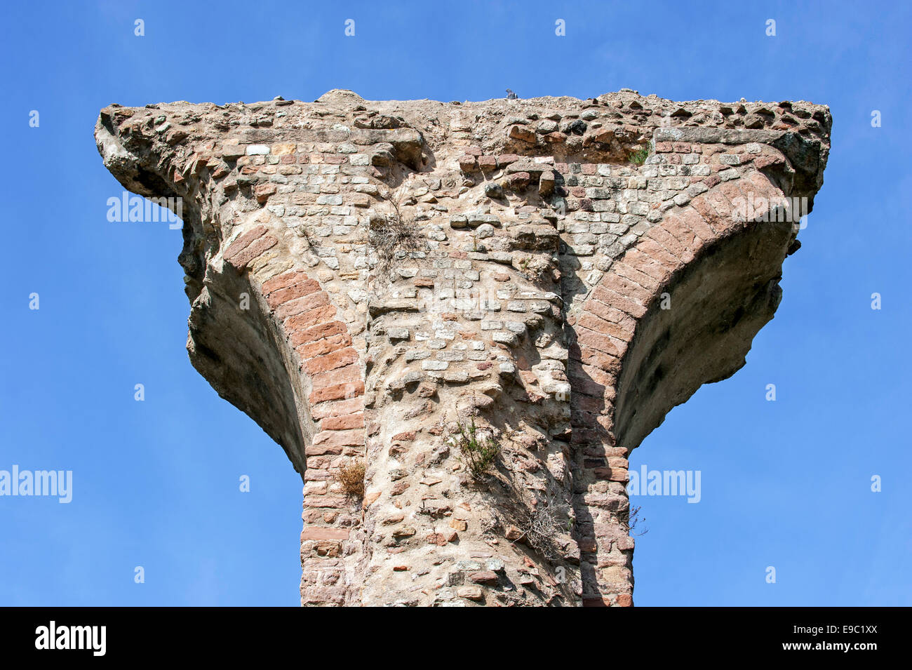 Resti di pilastri in mattoni dell'Acquedotto Romano a Fréjus, Var, Riviera Francese, Provence-Alpes-Côte d'Azur, in Francia Foto Stock