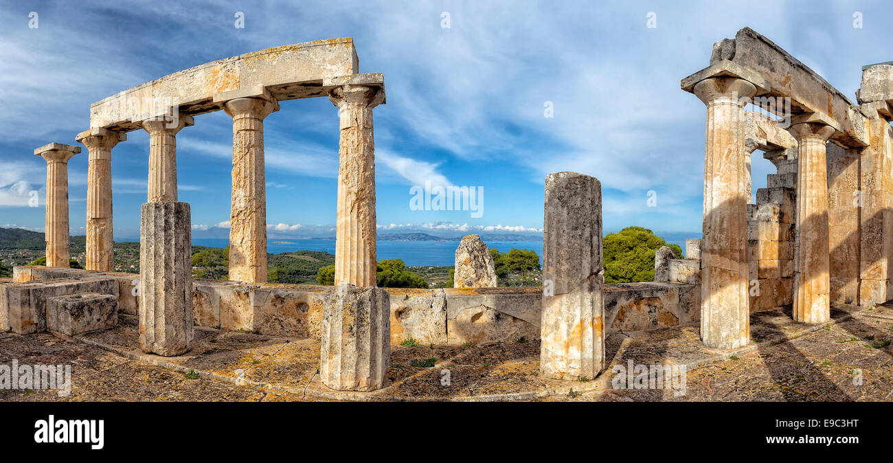 Tempio di Aphaia, Aegina Island.golfo Saronico.Grecia. Foto Stock