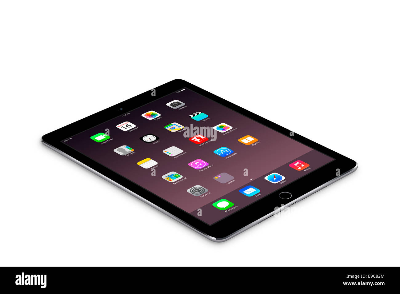 Tablet ipad aria 2 spazio grigio con app, generati digitalmente da opere d'arte. Foto Stock