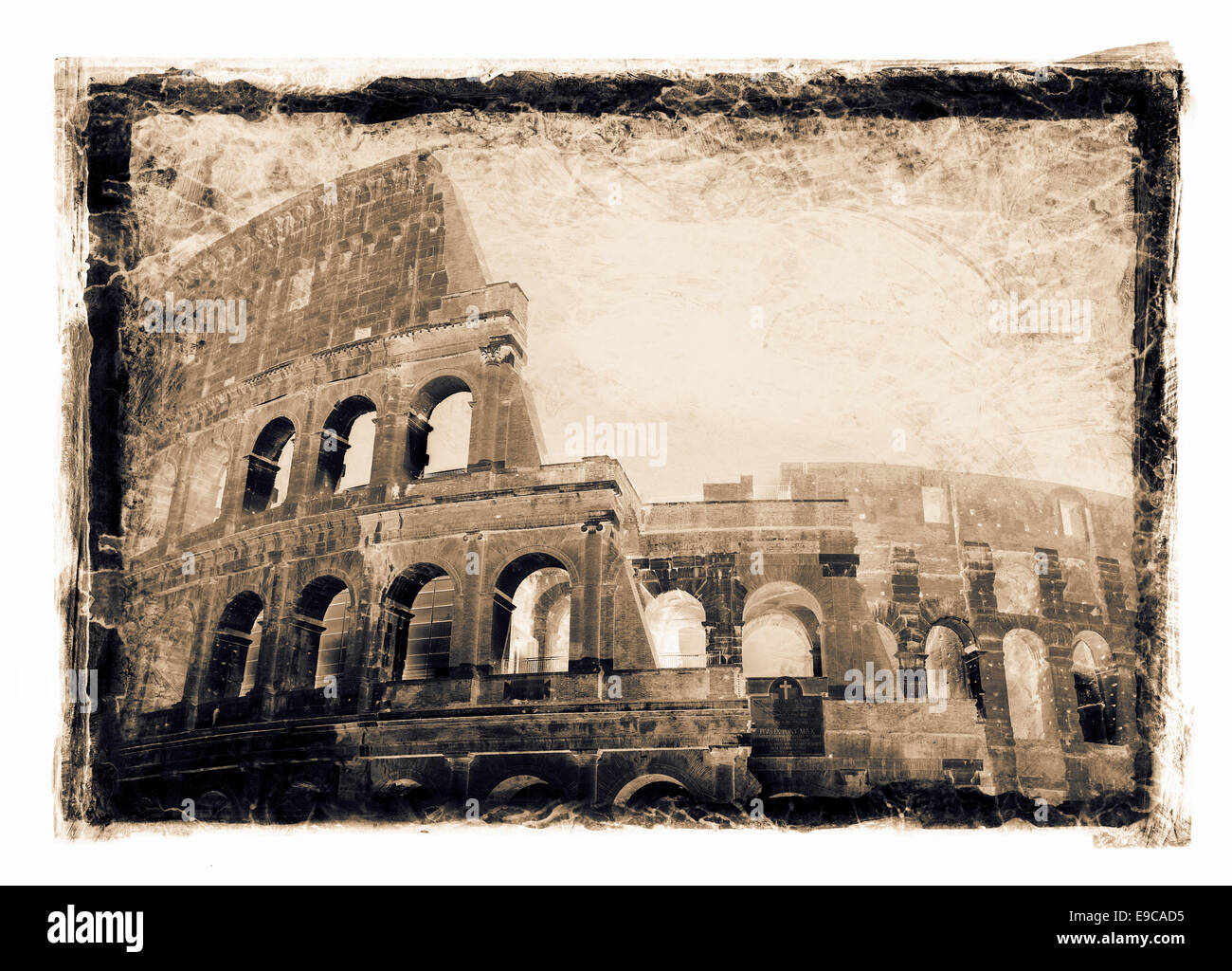 Sgranate e grintoso immagine del Colosseo, Roma, Italia. Foto Stock