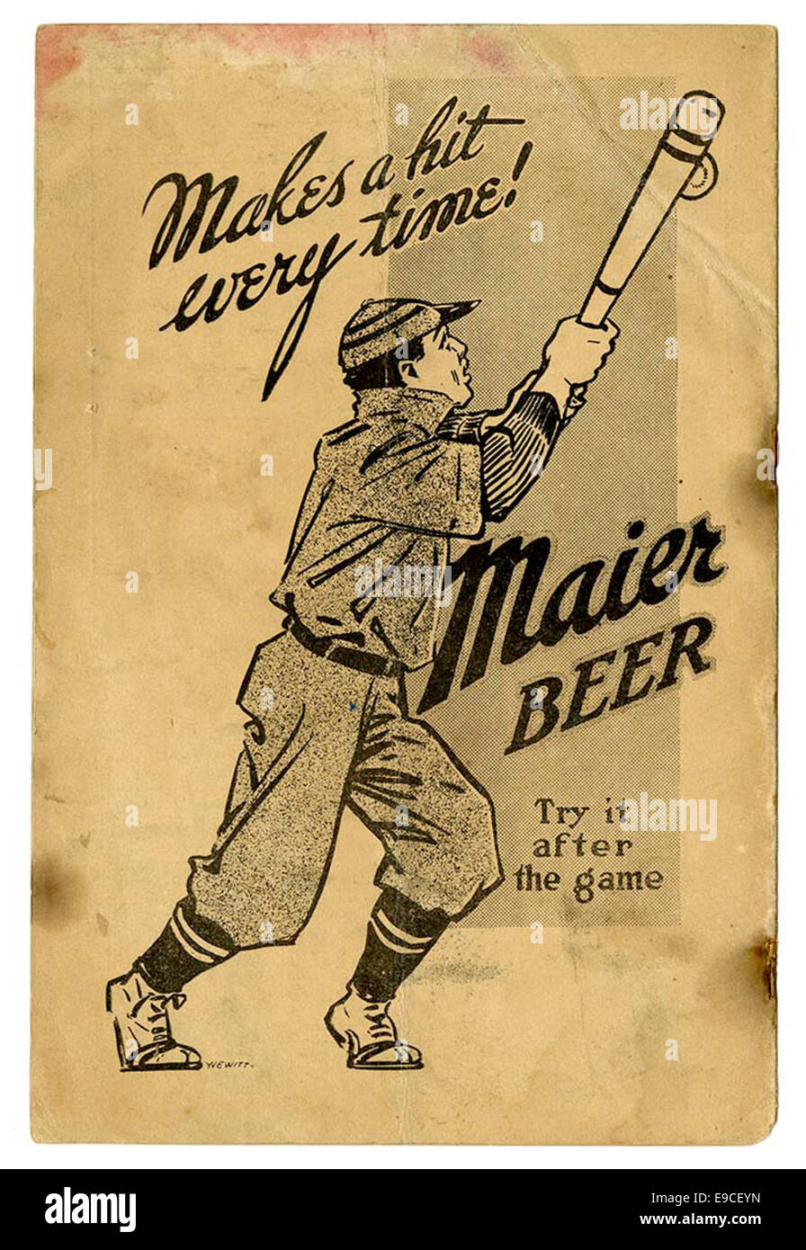 La quarta di copertina del segnalibro ufficiale della Pacific Coast League, che fornisce uno sguardo sulla registrazione dei record di questa lega professionistica di baseball. Il segnapunti offre informazioni sui giochi, i giocatori e le statistiche durante l'epoca in cui è stato utilizzato. Foto Stock