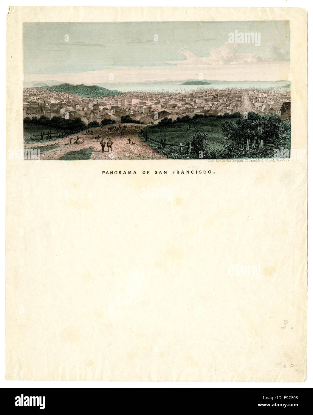 Questa immagine mostra una vista panoramica di San Francisco, catturando l'iconico paesaggio urbano con le sue colline, la baia e gli edifici. La fotografia evidenzia il paesaggio urbano dei primi anni del XX secolo. Foto Stock
