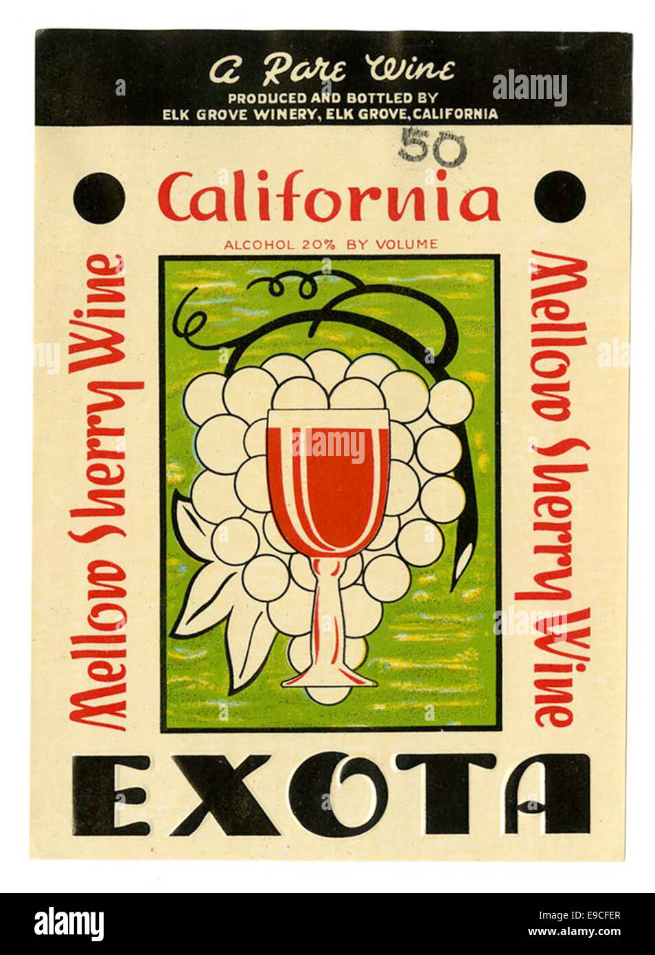 Etichetta del vino, Elk Grove Winery, California Abboccato vino sherry Foto Stock