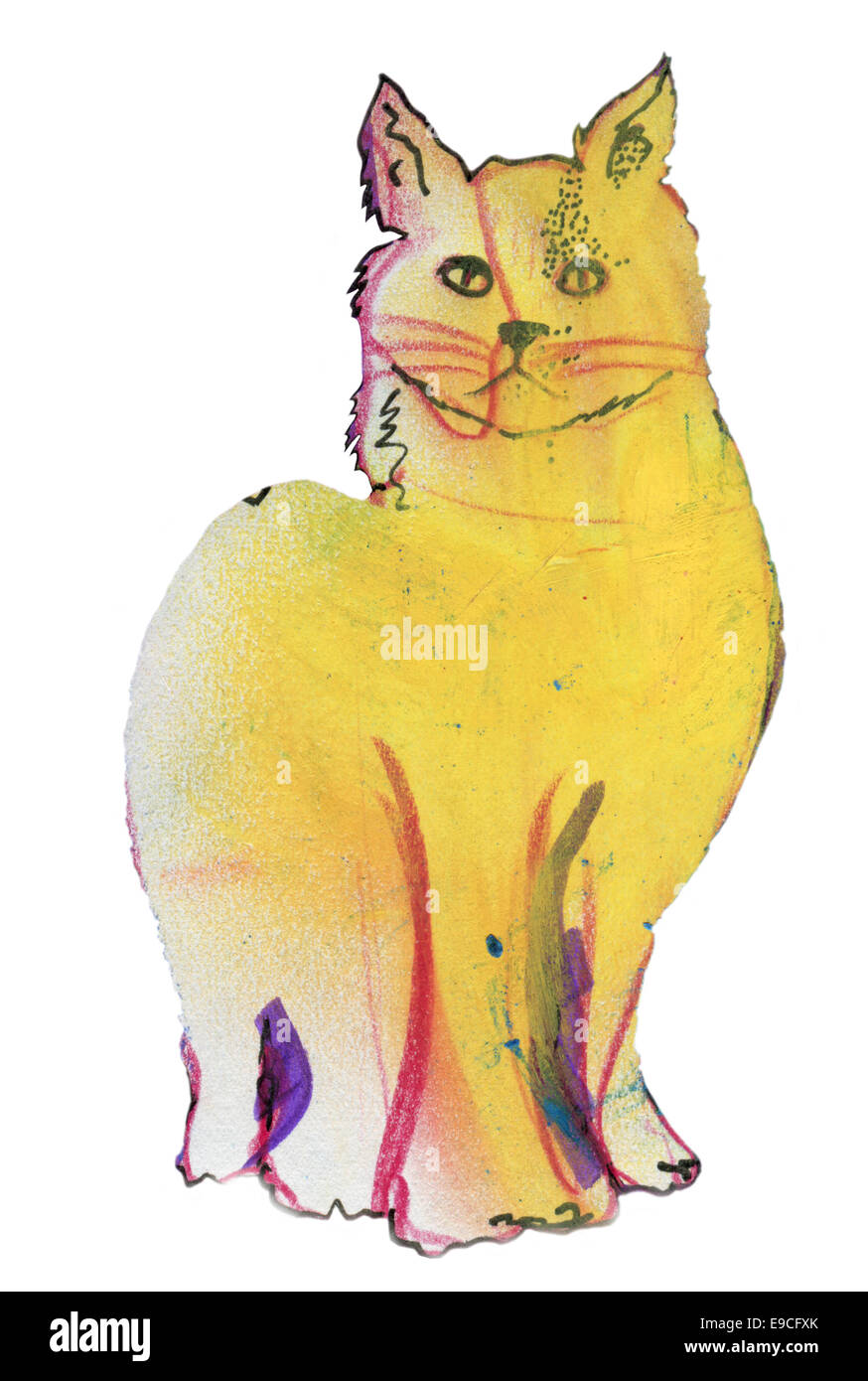Il gatto giallo, originale disegno a pastello Foto stock - Alamy