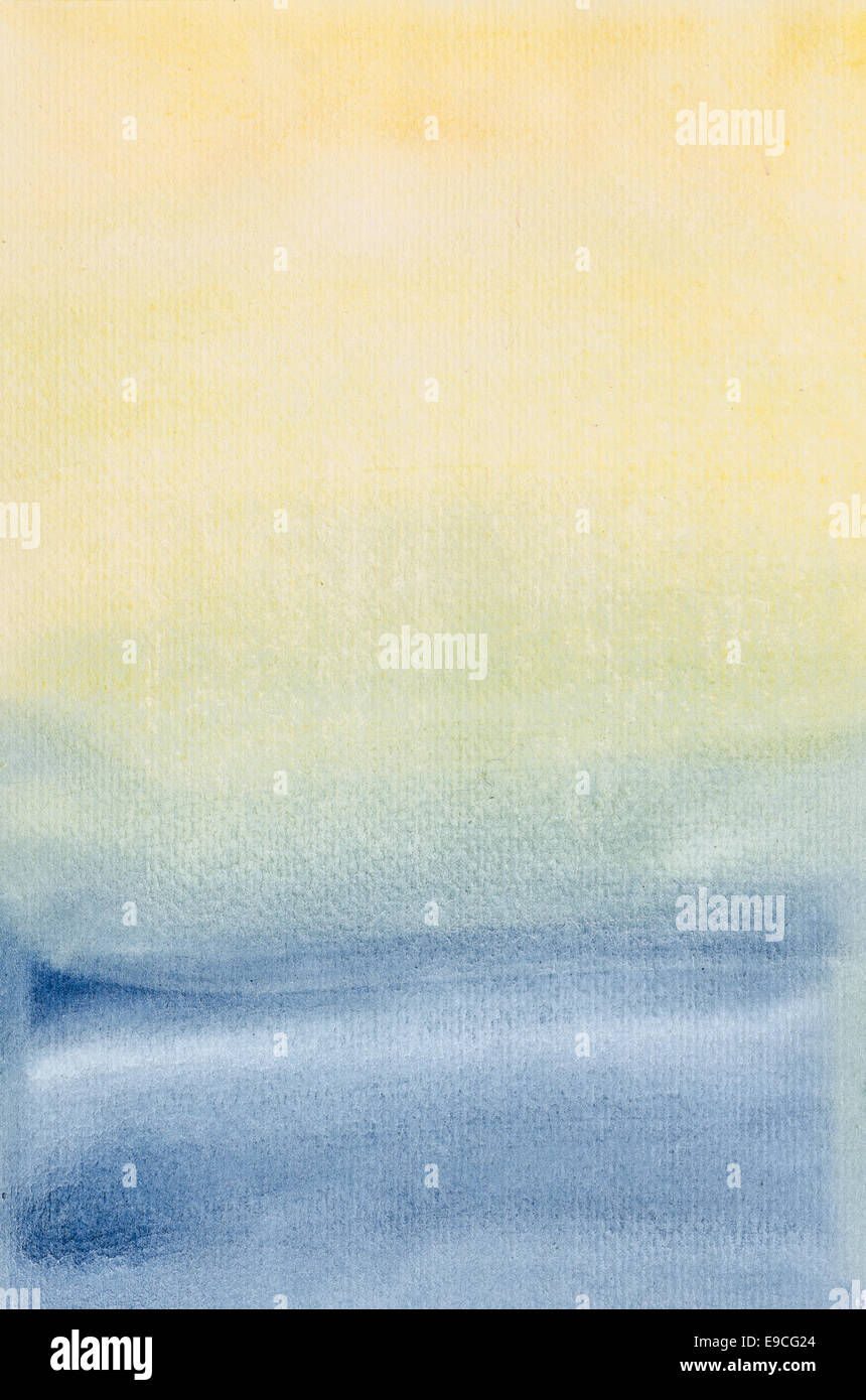 Il blu e il giallo sullo sfondo di un dipinto ad acquerello texture Foto Stock