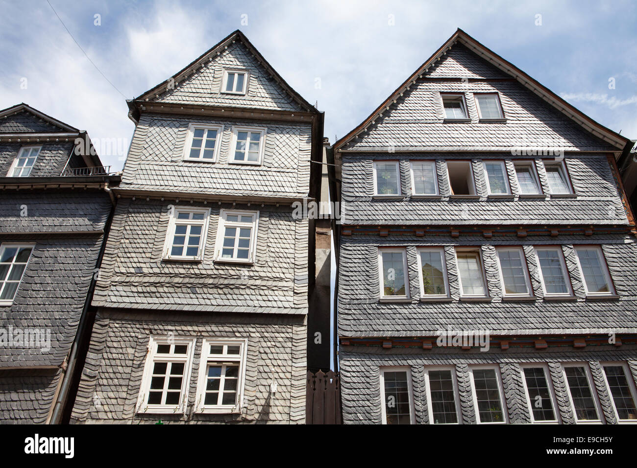 L'ardesia case nel centro storico di Herborn, Hesse, Germania, Europa Schieferhäuser in der Altstadt von Herborn, Assia, Deutschl Foto Stock