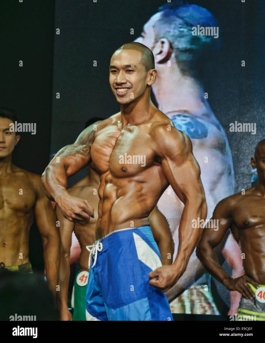 Body building - concorso al Central World Bangkok, Thailandia Foto Stock