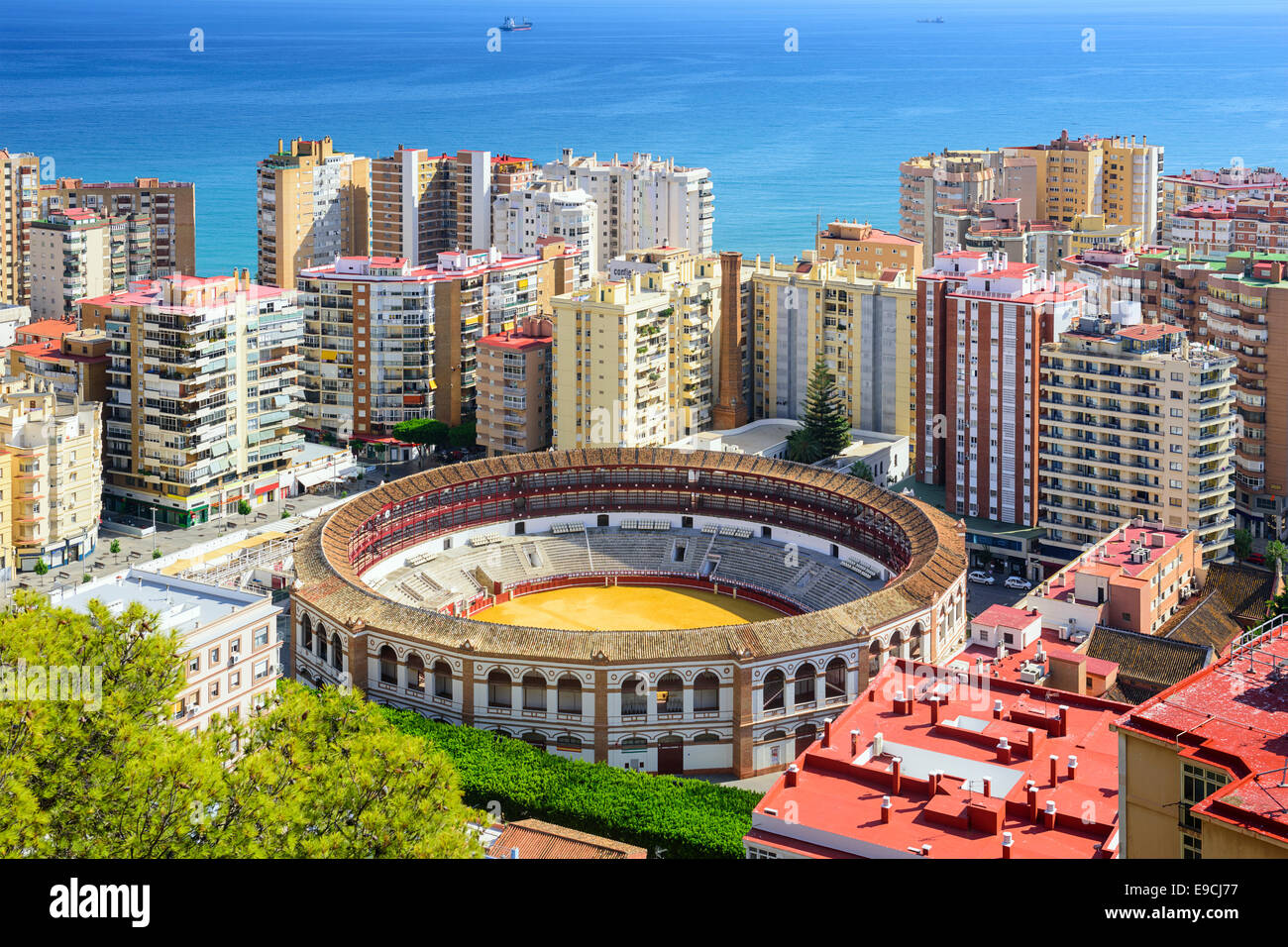 Malaga, Spagna cityscape presso l'arena. Foto Stock