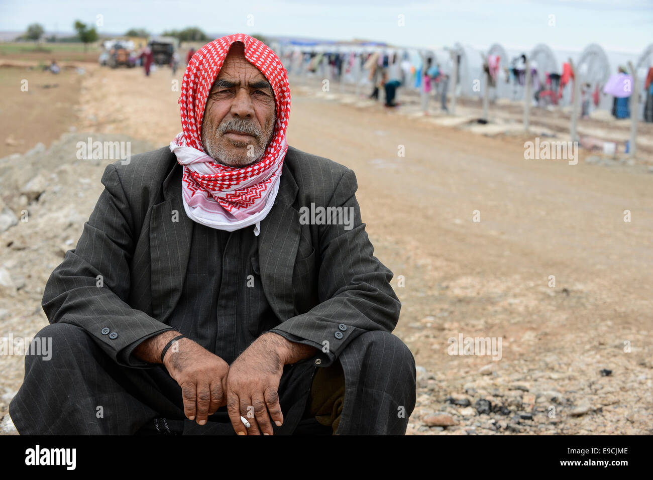 Turchia, Suruc,10 km dalla frontiera siriana e da è stato islamico assediata città Kobani, siriani rifugiati da Kobane nel camp Foto Stock
