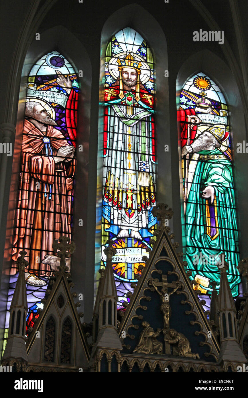 Vetrata, la Basilica di Sant'Antonio Chiesa Cattolica Romana, Liverpool Foto Stock