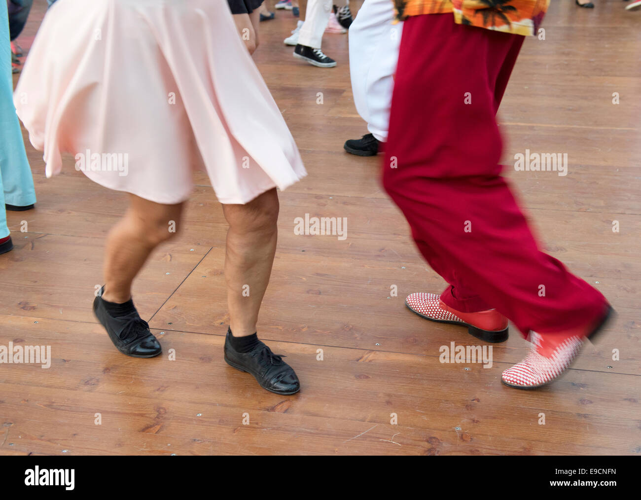 Dancing, piedi, persone, scarpe, scarpe, gamba, Summer Jamboree 2014, Senigallia Foto Stock