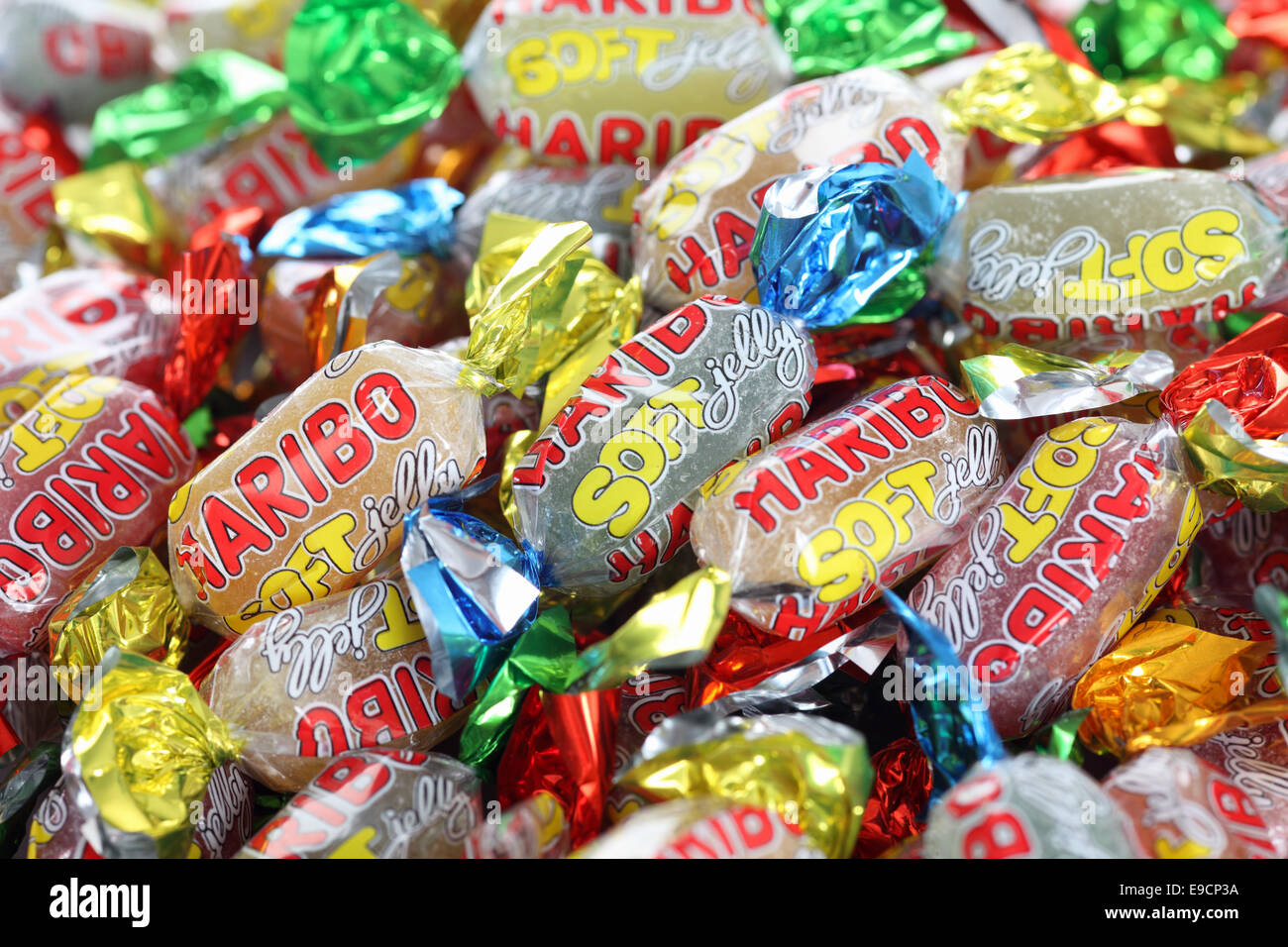 Tambov, Federazione Russa - Aprile 20, 2013 mucchio di Haribo soft jelly candy. Studio shot. Foto Stock