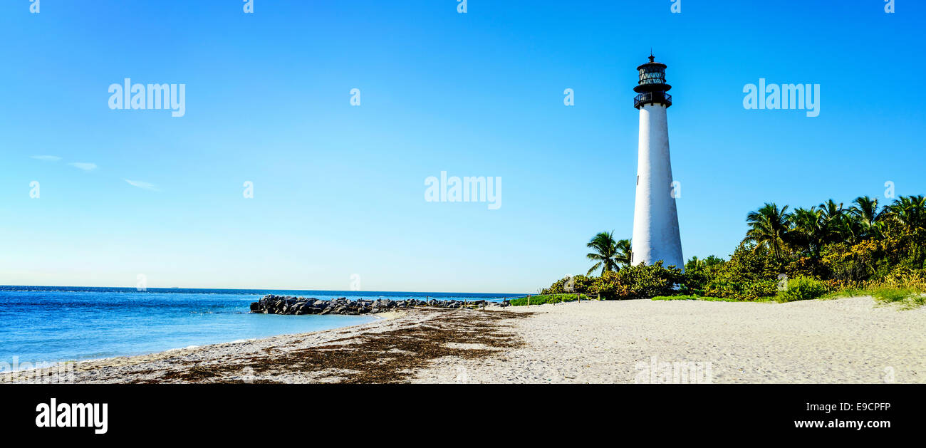 Cape Florida Lighthouse, Key Biscayne, Miami, Florida, Stati Uniti d'America Foto Stock