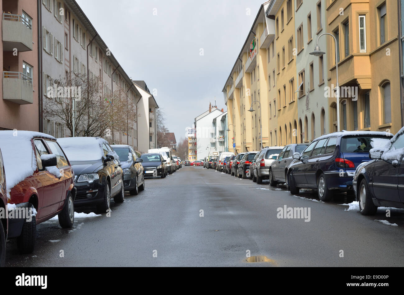 Tipica strada nella città Konstanz Foto Stock