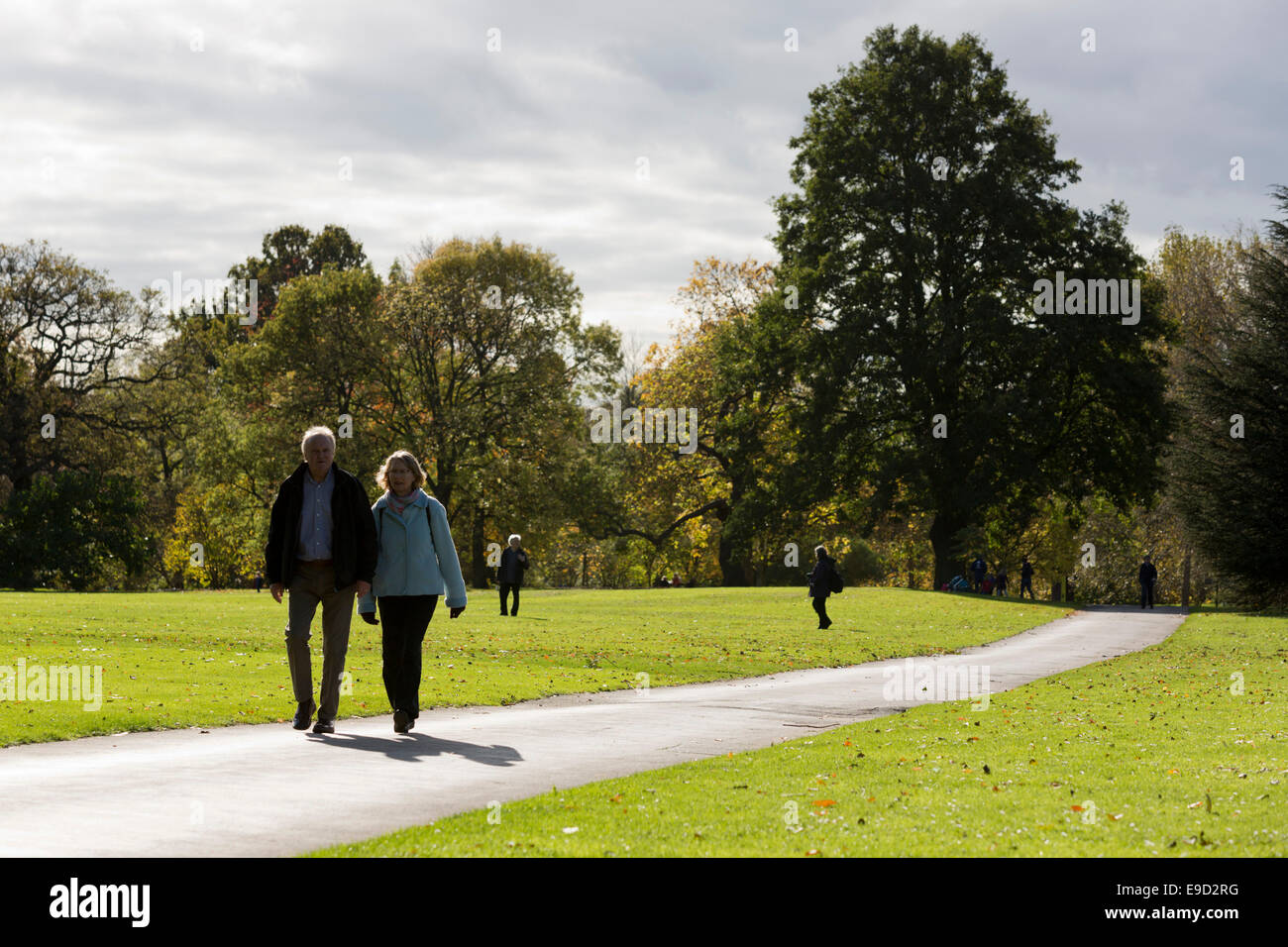 Londra, Regno Unito. 25 ott 2014. I visitatori del Royal Botanic Gardens, Kew, godere di piacevoli autunno Meteo e fogliame autunnale. Credito: Nick Savage/Alamy Live News Foto Stock