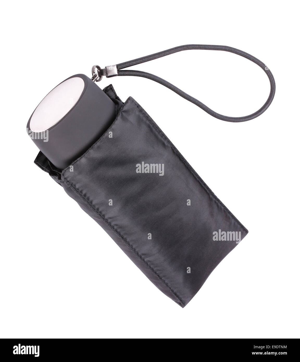 Nero ombrello chiuso isolato Foto Stock