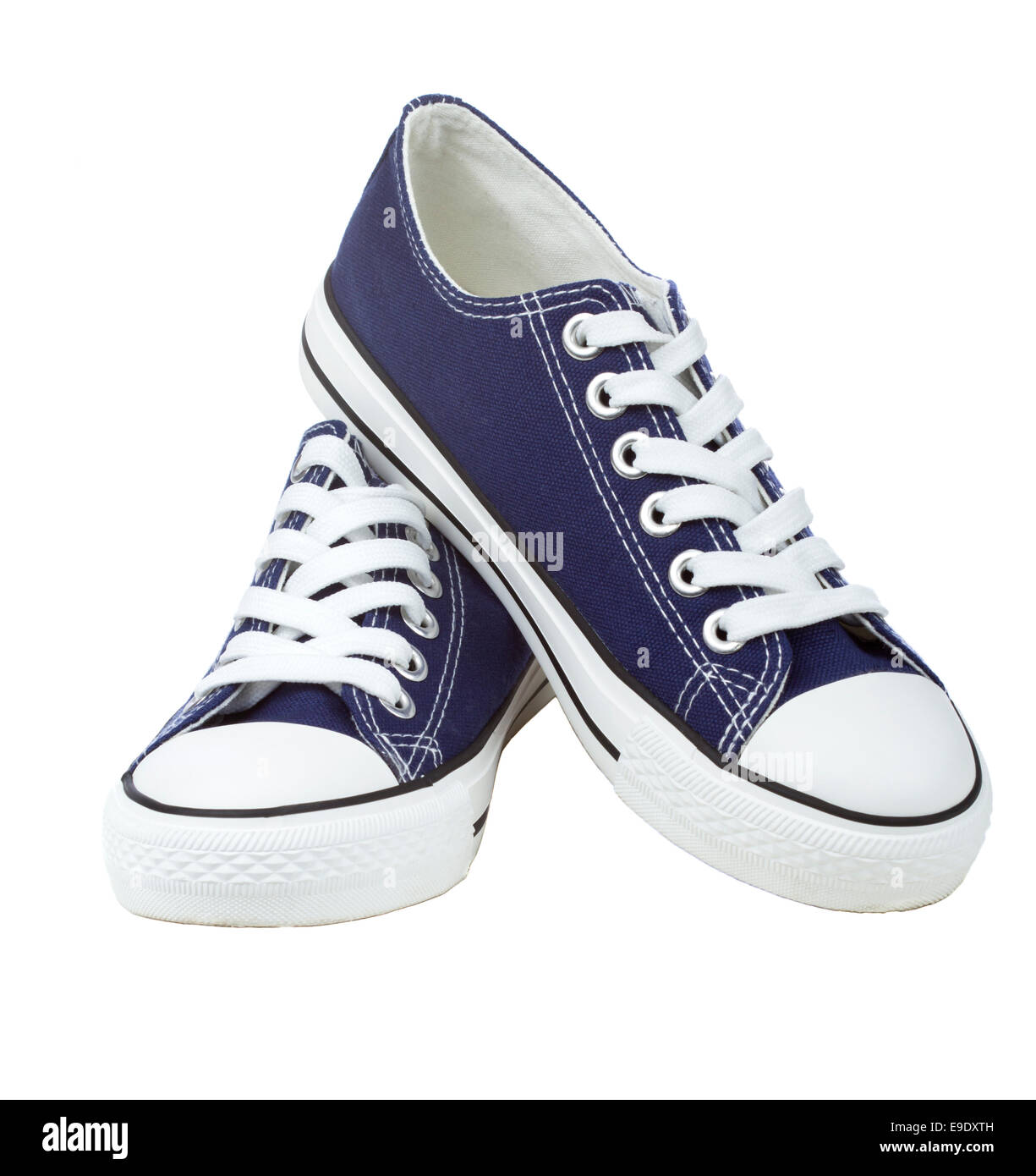 Coppia di blu sneakers isolate su sfondo bianco Foto Stock