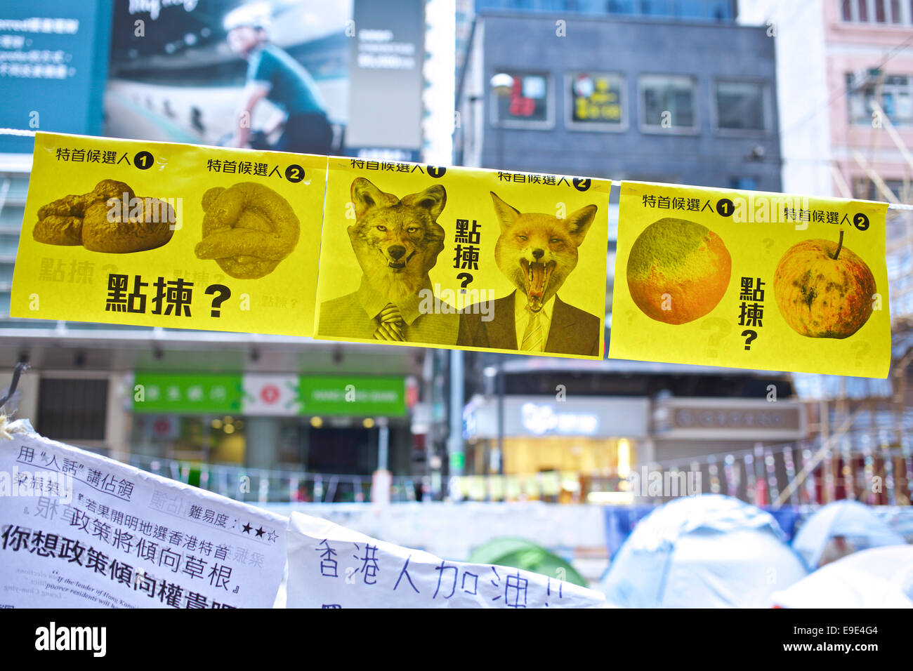 Studente Pro-Democracy Camp. Hennessy Road, la Causeway Bay di Hong Kong. Il 25 ottobre 2014. Foto Stock