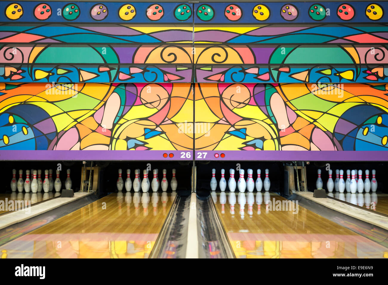 Piste da bowling Foto Stock