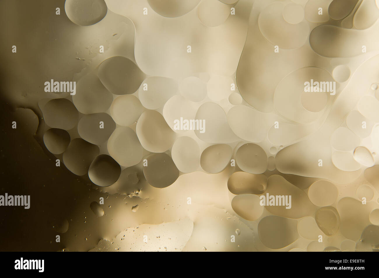 Acqua e olio. gocce di olio su acqua abstract Foto Stock