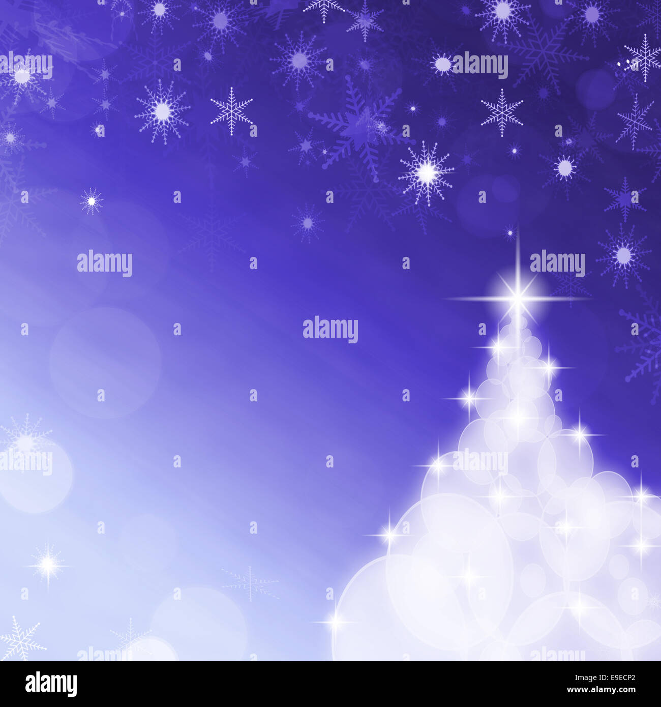 Abstract sfondo di Natale con i fiocchi di neve in colore blu Foto Stock