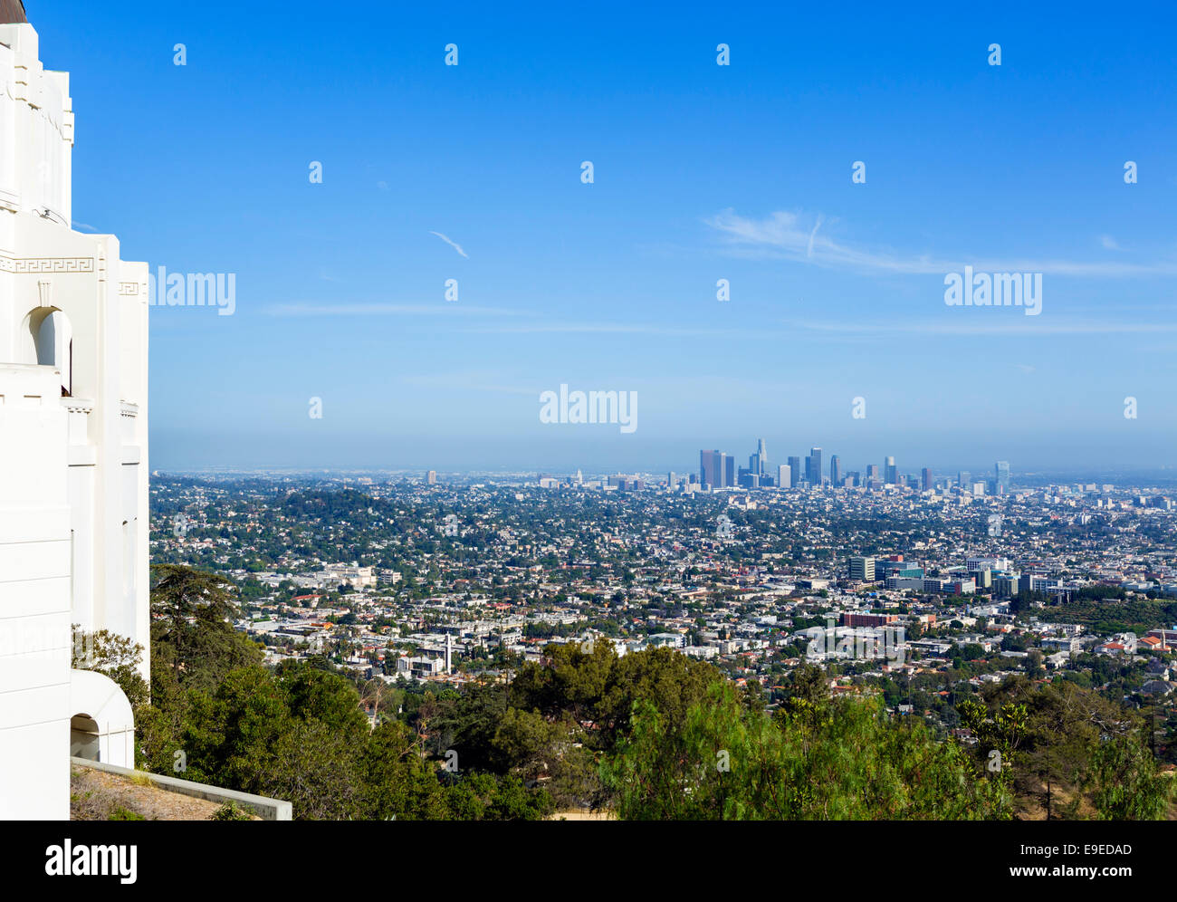 Lo skyline del centro cittadino dall'Osservatorio Griffith, Griffith Park, Los Angeles, California, Stati Uniti d'America Foto Stock
