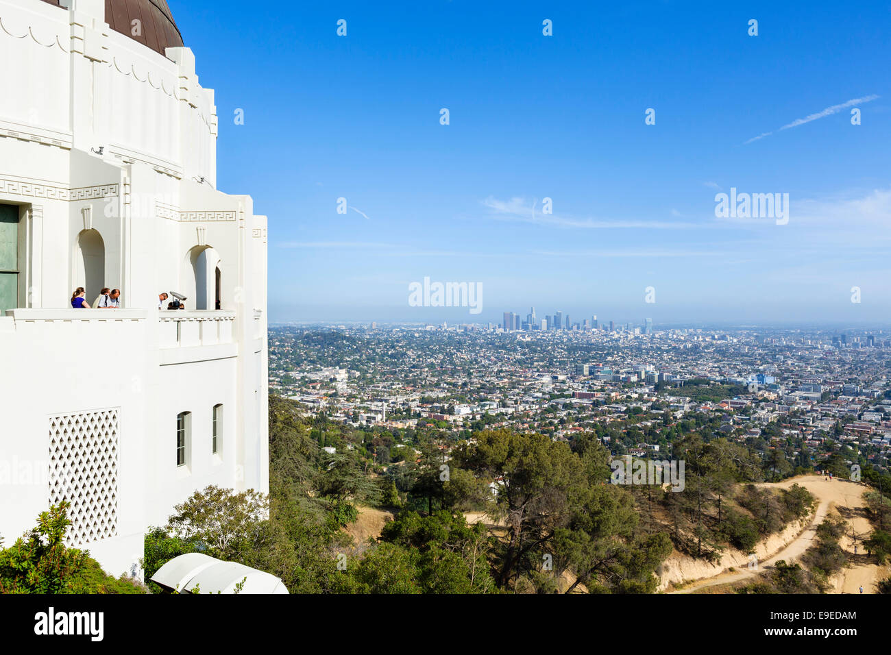 Lo skyline del centro cittadino dall'Osservatorio Griffith, Griffith Park, Los Angeles, California, Stati Uniti d'America Foto Stock