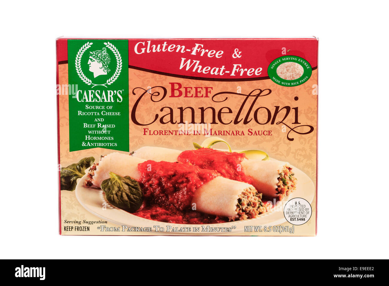 Cesare marca e senza glutine Wheat-Free Cannelloni di carne bovina congelata fiorentino cena pasto pronto Foto Stock