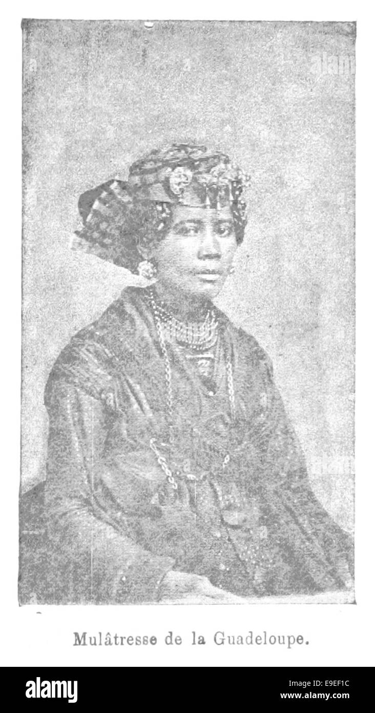 Questo termine si riferisce a una donna mulatta di Guadalupa, che riflette la storia culturale e sociale dei Caraibi durante il periodo coloniale. Foto Stock