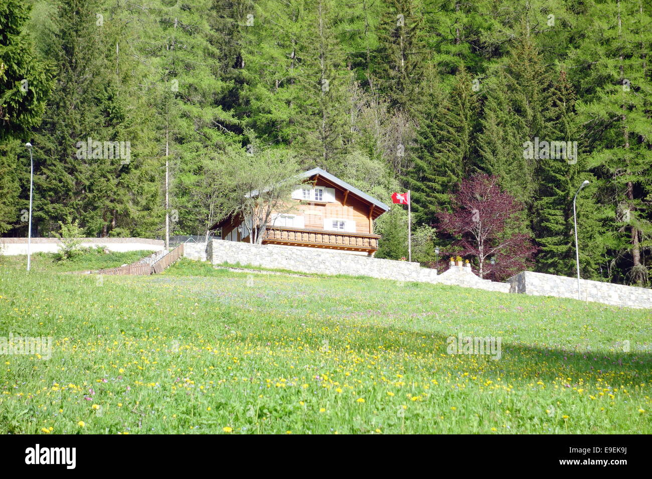 Swiss Cottage a Leukerbad, Svizzera Foto Stock