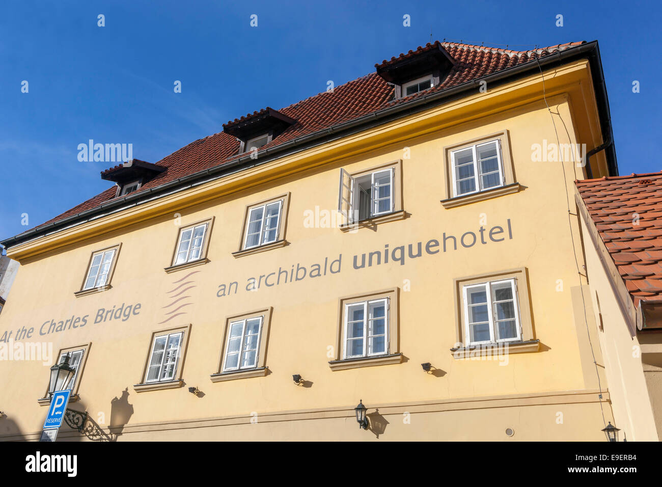 Un Archibald Hotel unico, Na Kampe Square Isola Kampa, vicino al Ponte Carlo, Mala Strana di Praga Repubblica Ceca Foto Stock