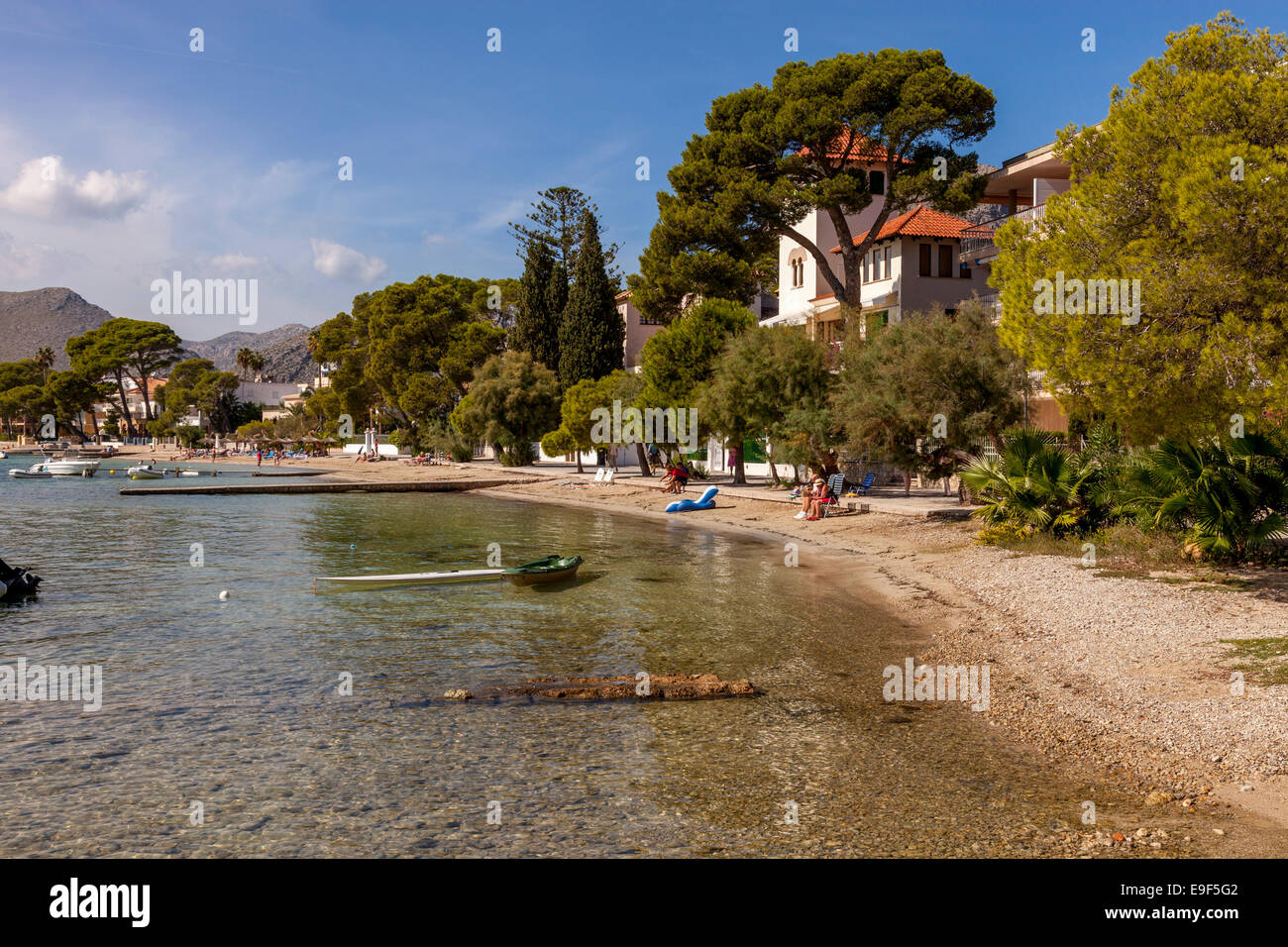 Spiaggia, Puerto de Pollensa, Mallorca - Spagna Foto Stock