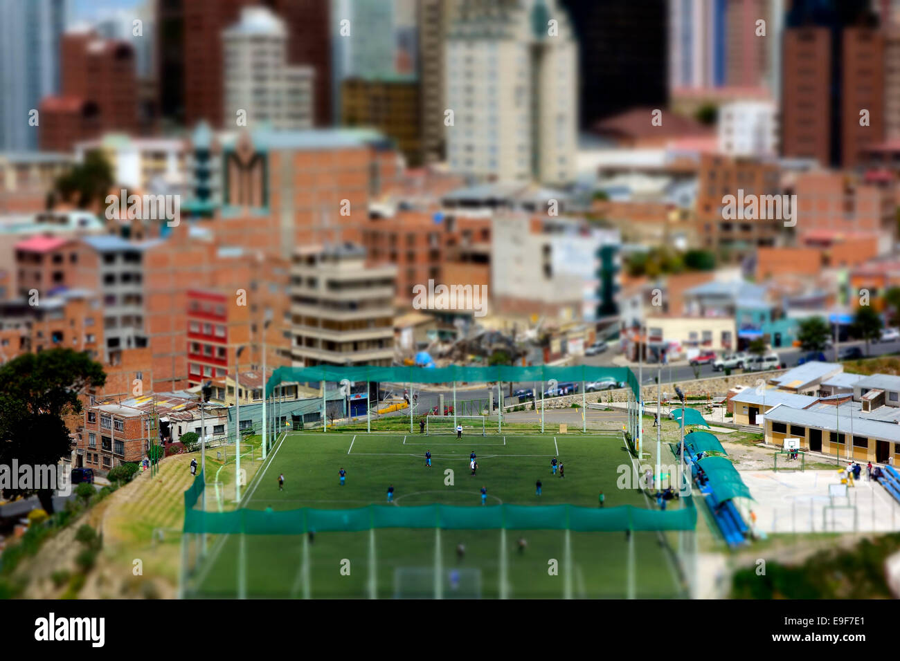 Città di La Paz (tilt-shift effetto). Bolivia Foto Stock