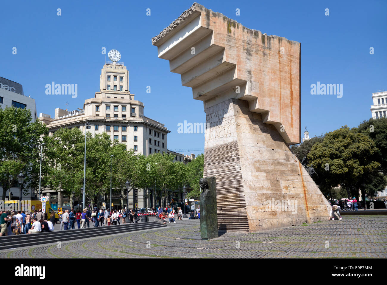 Monumento a Francesc Macià (122th presidente della Generalitat de Catalunya). Plaza Catalunya. Barcellona. Spagna Foto Stock