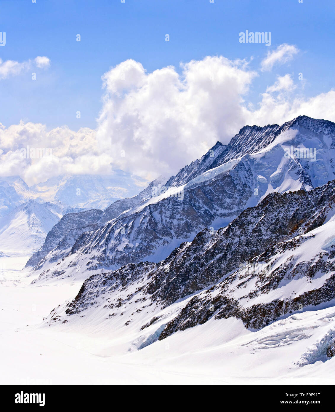 Aletsch ghiacciaio delle Alpi della Svizzera Foto Stock
