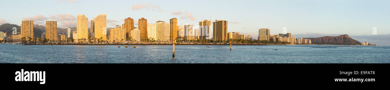 Ampio panorama su Waikiki Oahu Hawaii Foto Stock