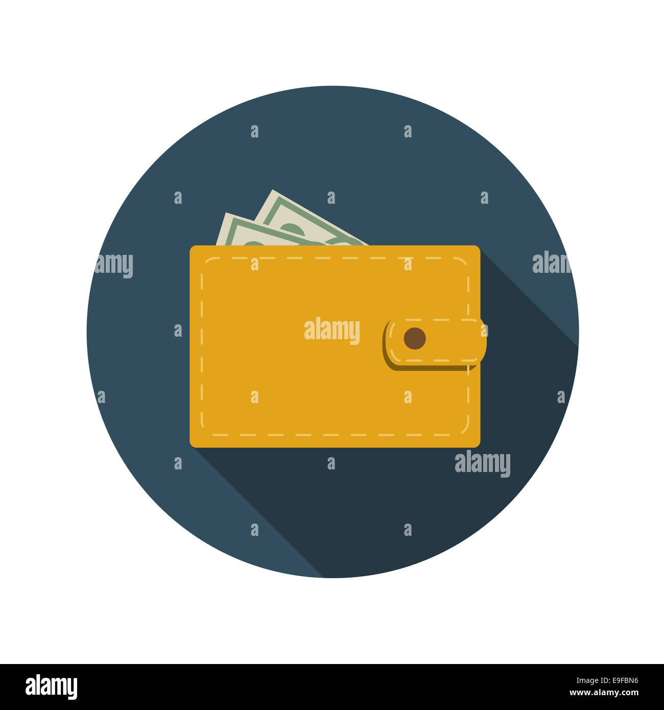 Design piatto concetto Wallet illustrazione vettoriale con lunga ombra. Foto Stock
