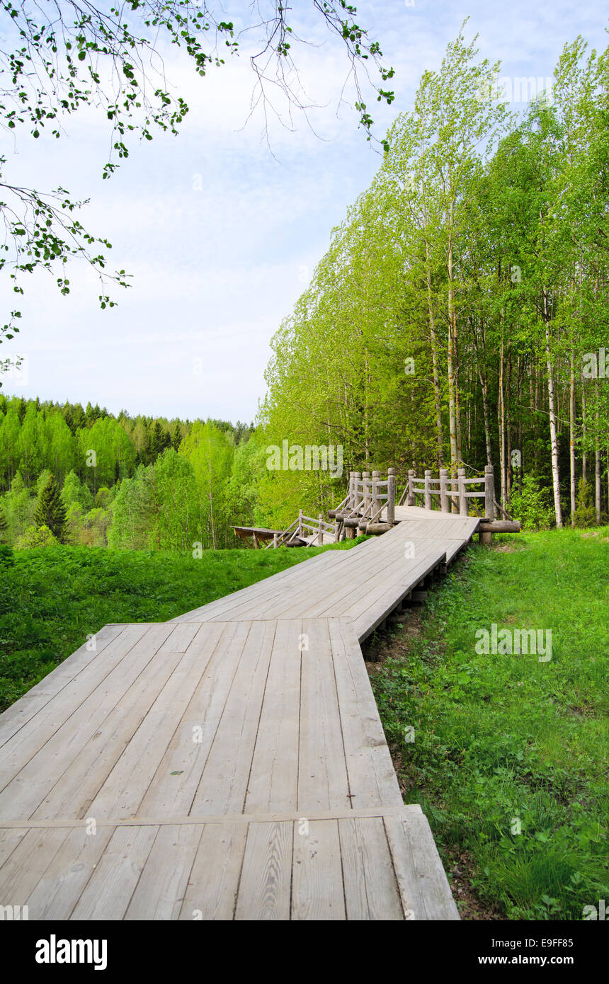Il vecchio ponte di legno in legno Foto Stock