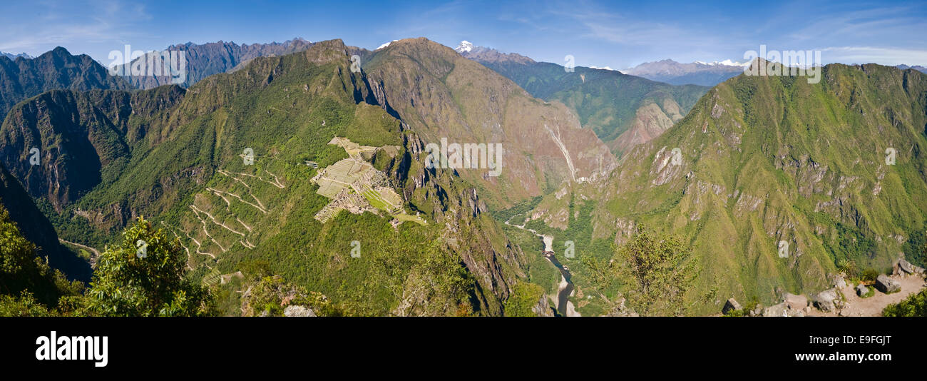 Ultra Wide Panorama di Machu Picchu Foto Stock