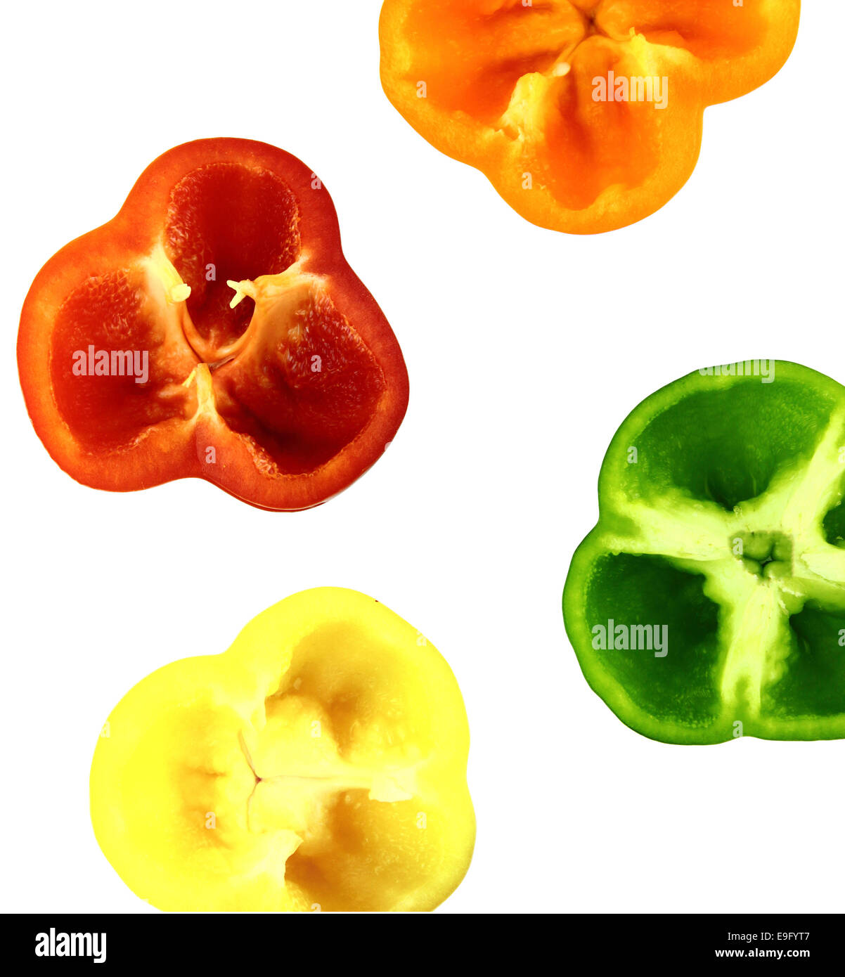 Le parti colorate di peperone dolce Foto Stock