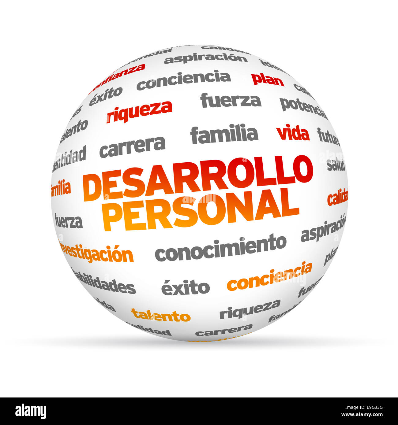 Sviluppo personale parola sfera (in spagnolo) Foto Stock