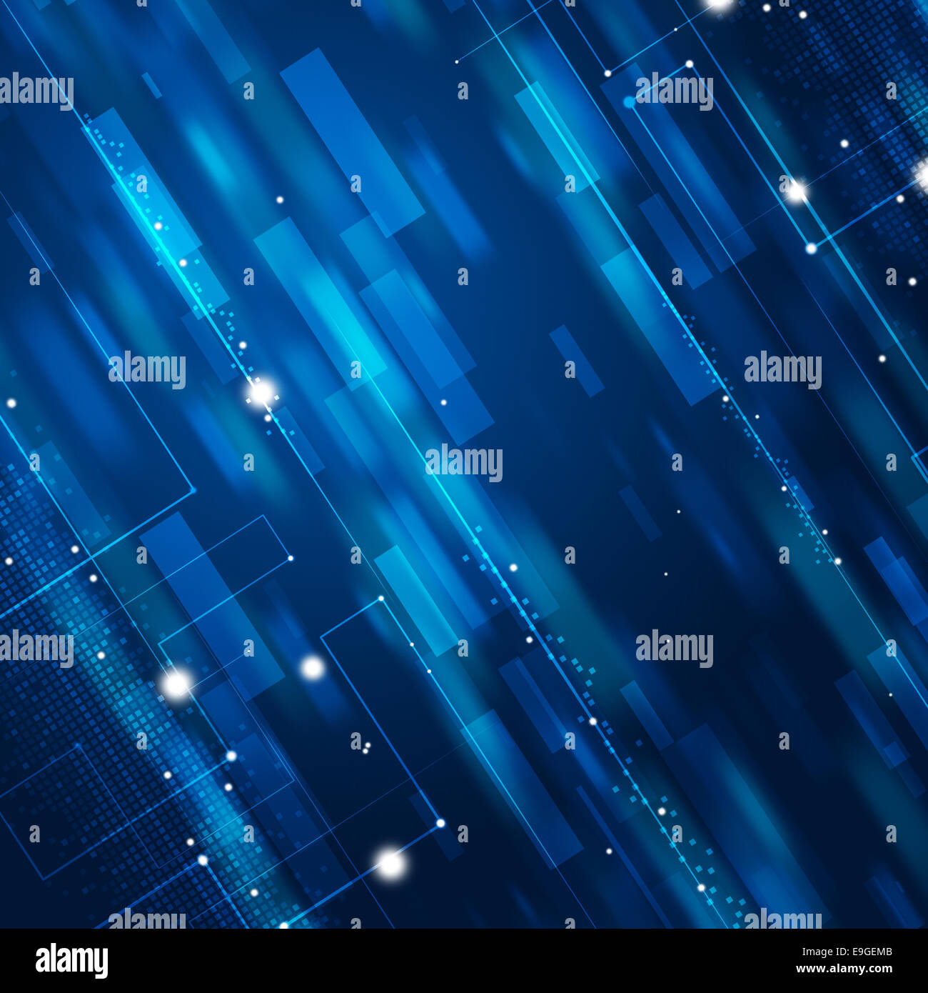 Tecnologia astratta punti quadrati e luci blu sullo sfondo di business Foto Stock