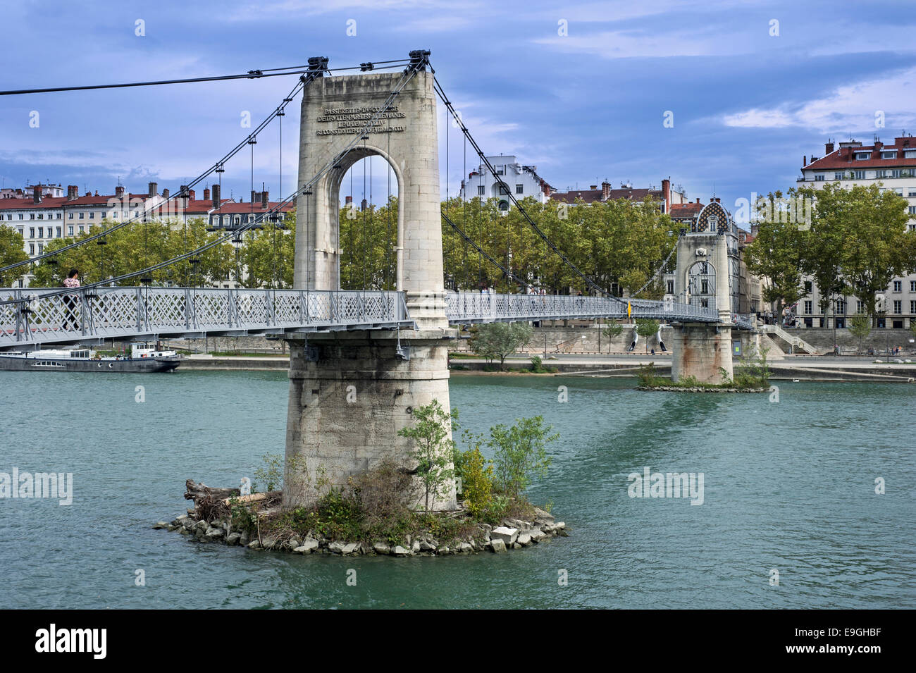 Passerelle du Collège / Gateway College, il ponte sul fiume Rodano presso la città di Lione, Rhône-Alpes, in Francia Foto Stock