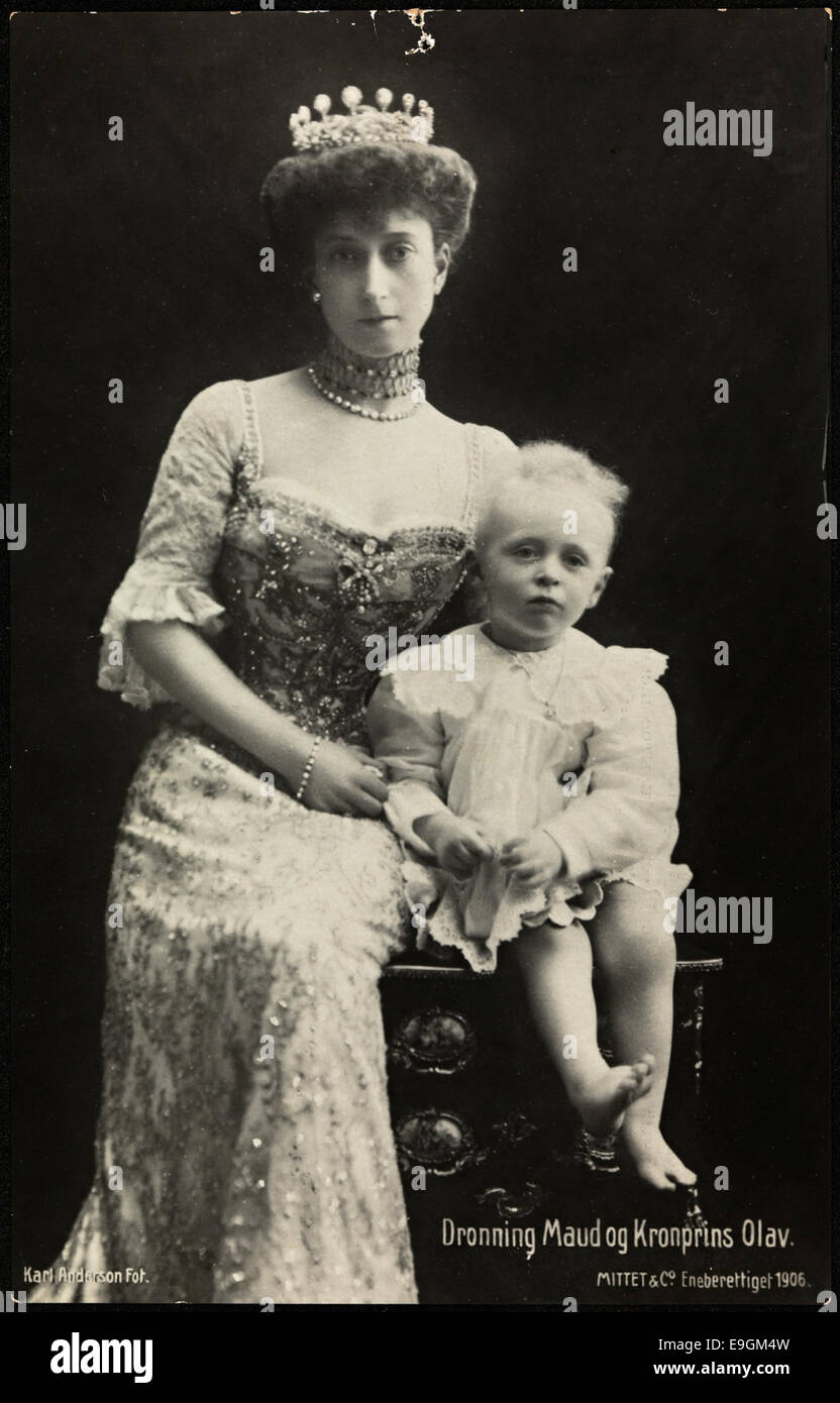 Dronning Maud og Kronprins Olav, 1906 Foto Stock